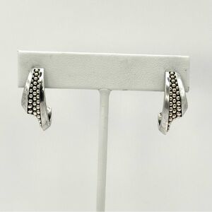 Lagos Caviar Sterling Silver Signature J Hoop Earrings